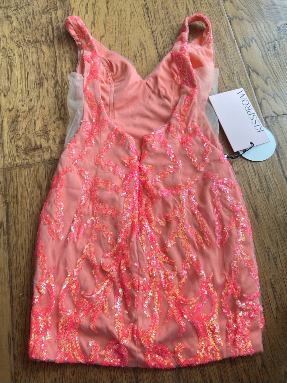 KissProm Coral Pink Sequin Mini Dress – Size 4 – NWT - Picture 2 of 5